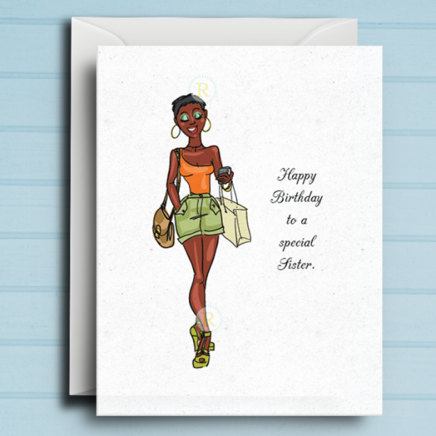 Black Woman Birthday Card J
